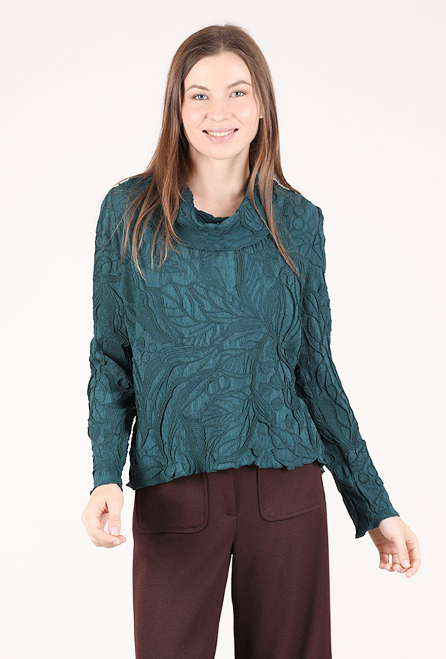 Olivia by Habitat Sculpted Floral Embossed Cowl, Marine