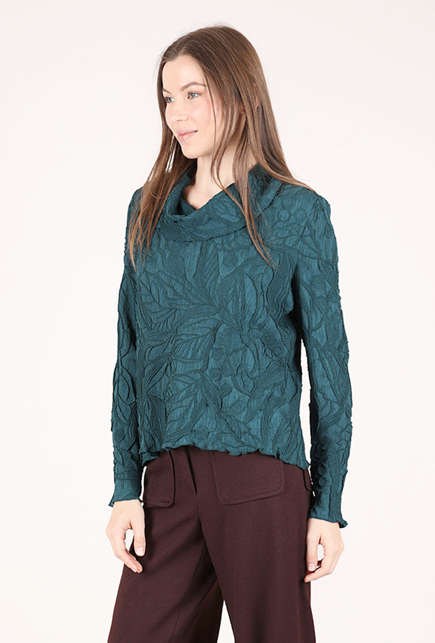 Olivia by Habitat Sculpted Floral Embossed Cowl, Marine