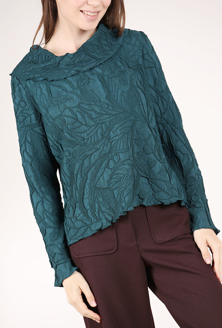 Olivia by Habitat Sculpted Floral Embossed Cowl, Marine