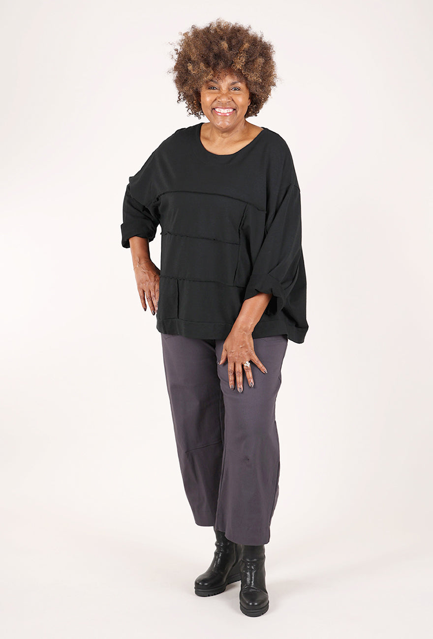 Transparente Clothing Vintage Seamed Sweatshirt, Black