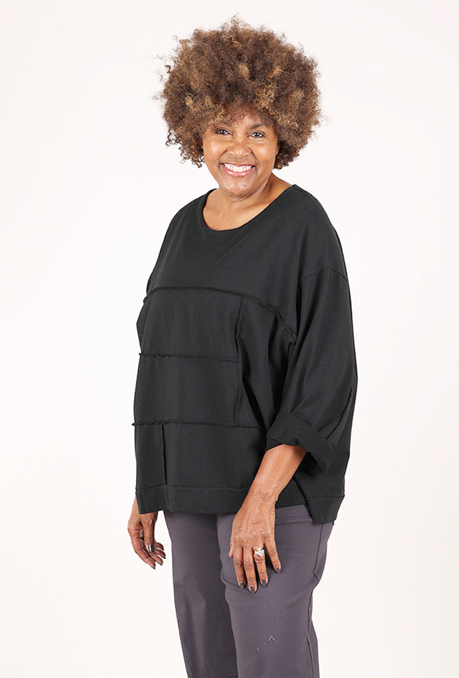 Transparente Clothing Vintage Seamed Sweatshirt, Black