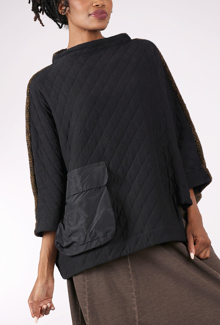 Alembika Quilted Funnel Cocoon Top, Black