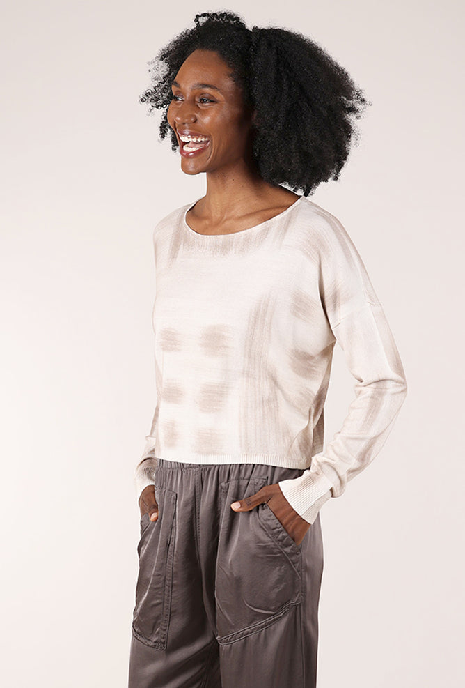 Planet Paintbrush Sweater, White/Putty