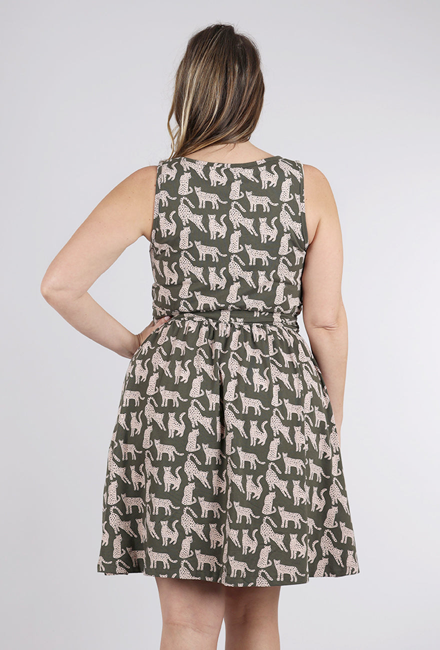 Mata Traders Asheville Leopard Dress, Green