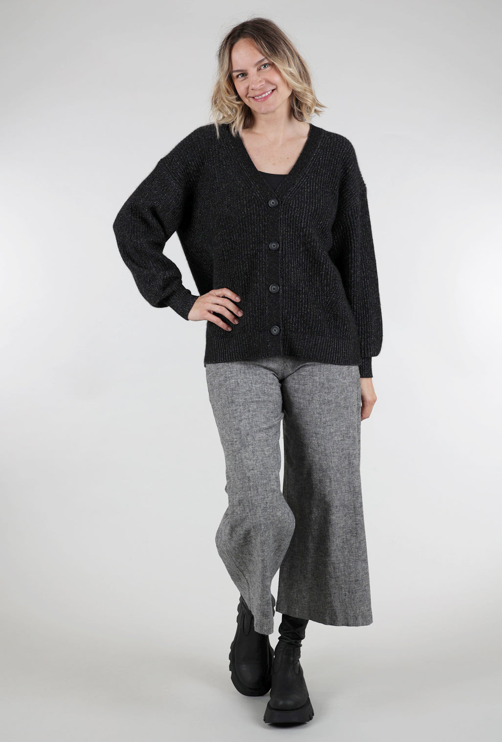 Margaret O'Leary Fairfax Cashmere Cardie, Black Pepper