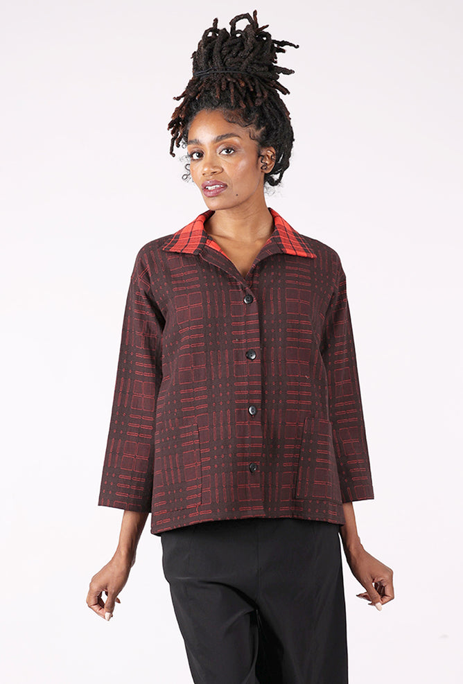 Christopher Calvin Touch of Plaid Jacket, Black/Red