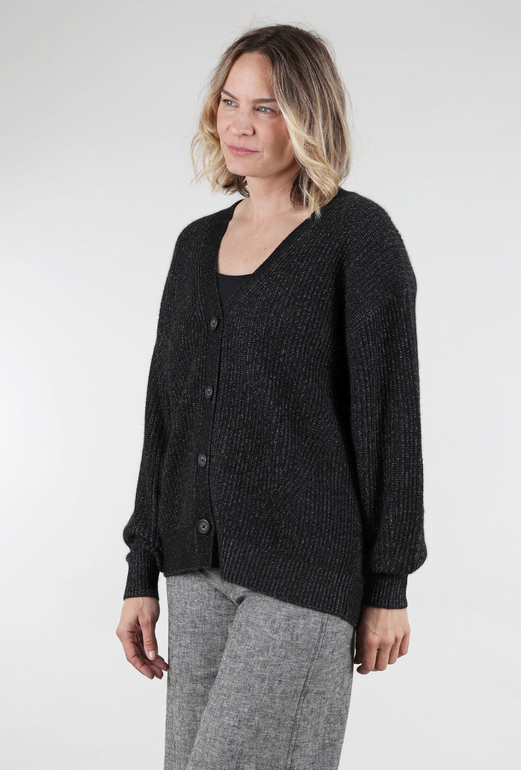 Margaret O'Leary Fairfax Cashmere Cardie, Black Pepper