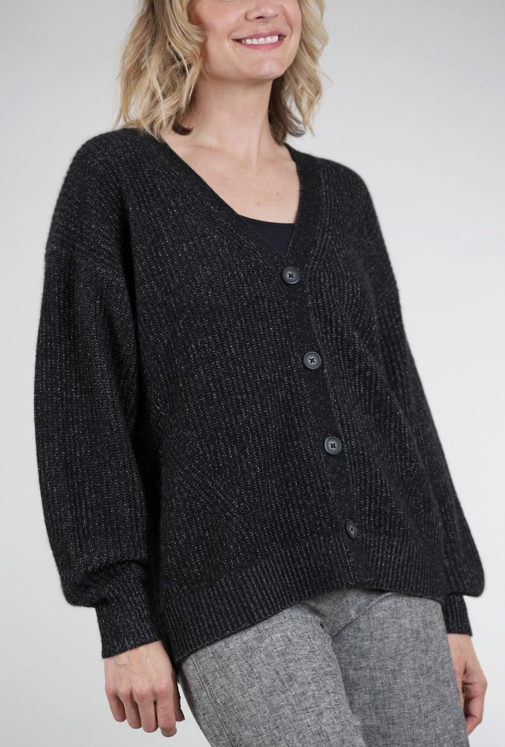Margaret O'Leary Fairfax Cashmere Cardie, Black Pepper