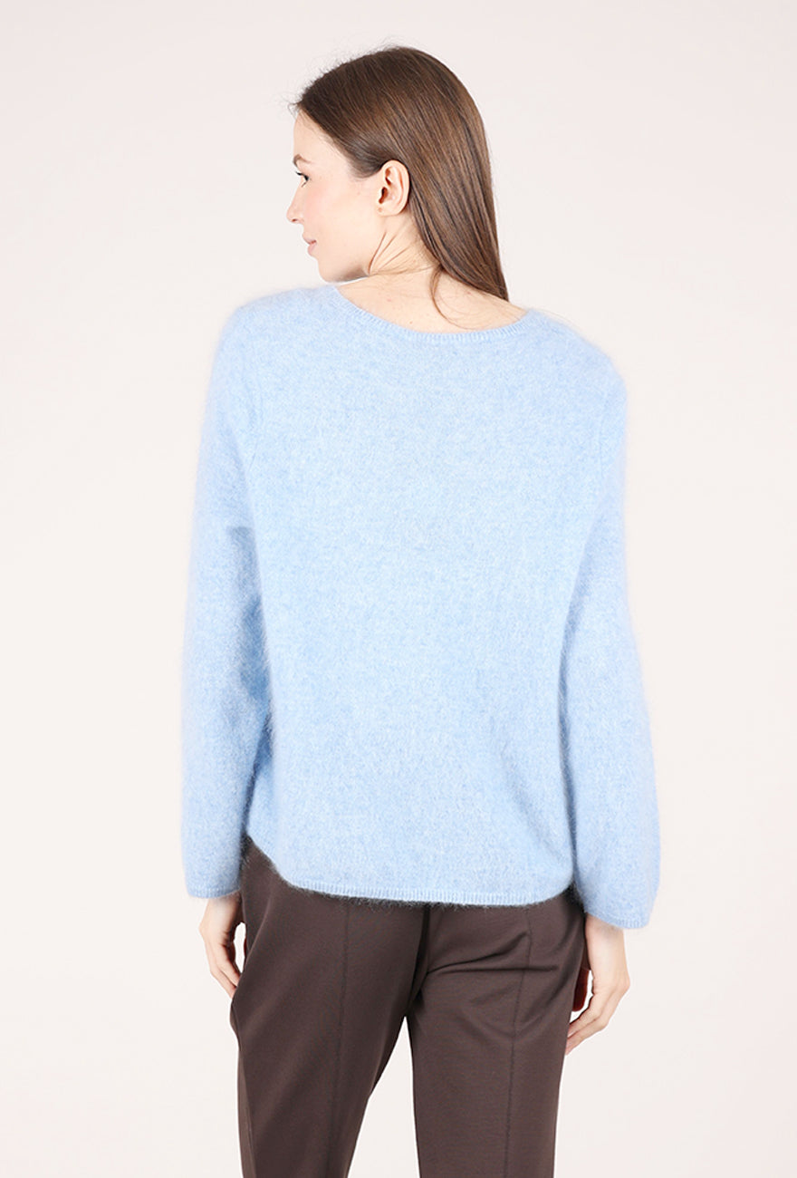 Estheme Cashmere Brushed Cashmere Pullover, Sky Blue