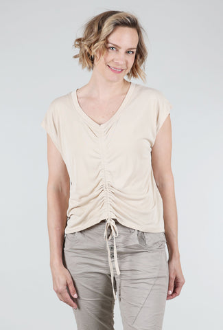 Mystree Front Ruched Modal Top, Sand 