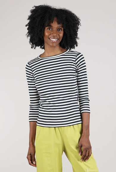 By Basics Organic Cotton Boatneck Tee, Raw Milk/Charcoal