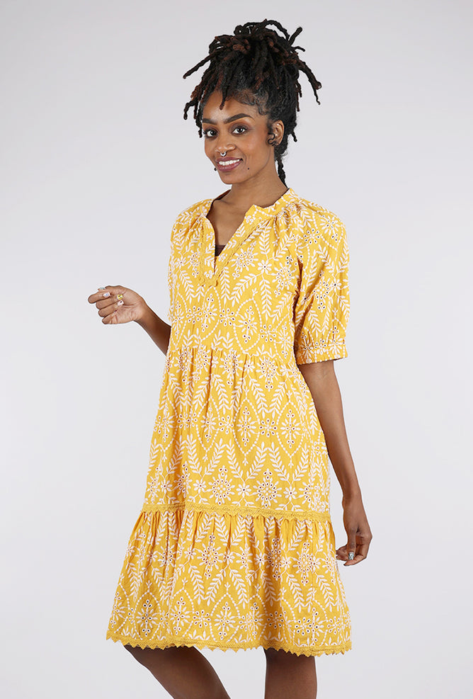 Mododoc Boho Eyelet Dress, Golden Sun