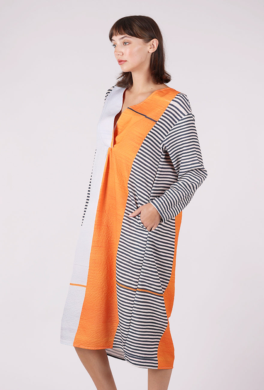 Dandelion Net Geometric Print Dress, Orange Multi