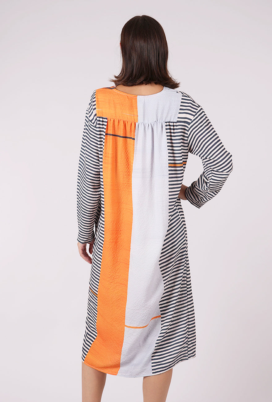 Dandelion Net Geometric Print Dress, Orange Multi
