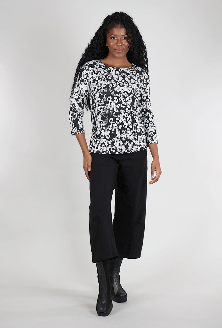 Cut Loose Jacquard Print Boatneck Top, Laundered