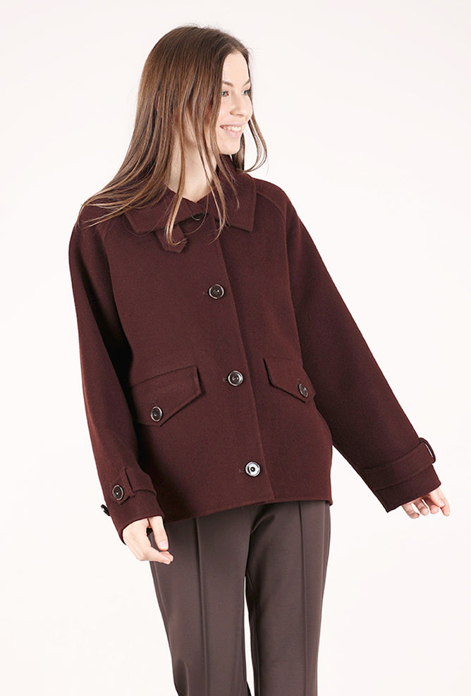 Sessun Valley Nevada Short Wool Coat, Espresso