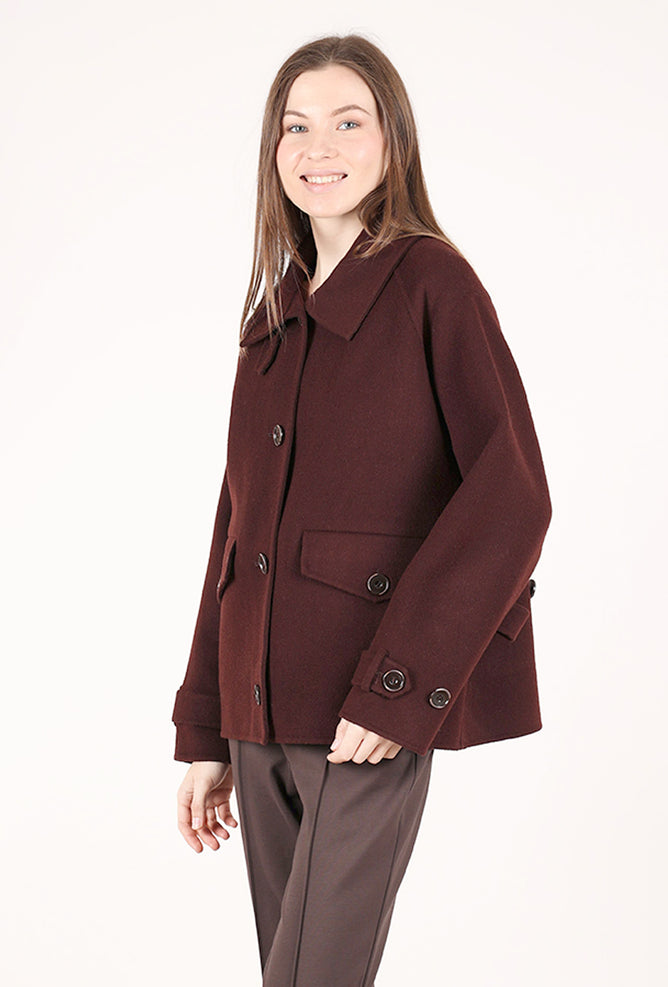 Sessun Valley Nevada Short Wool Coat, Espresso