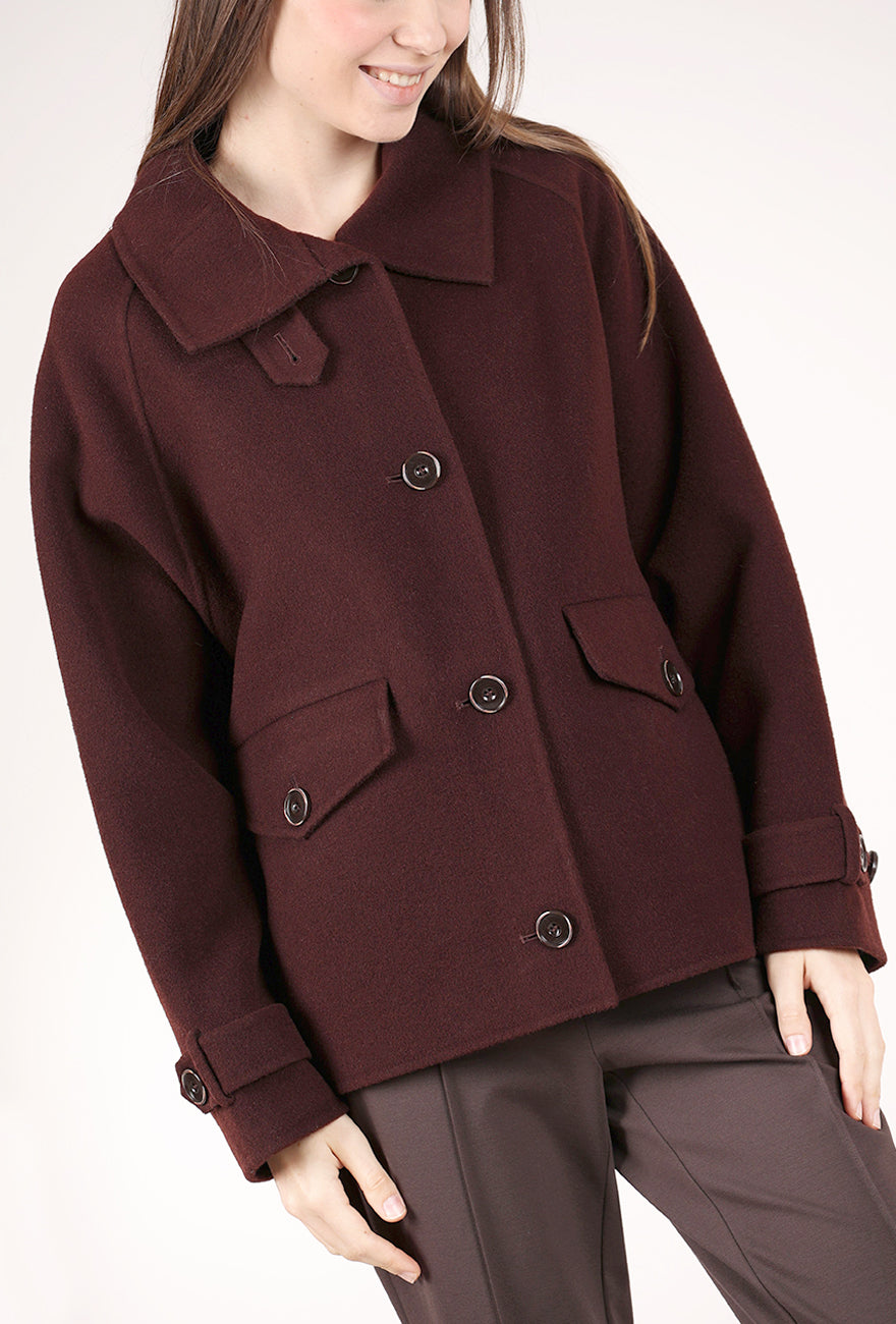 Valley Nevada Short Wool Coat, Espresso