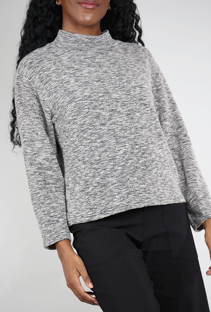 Cut Loose Crimped Mock Neck Top, Moonbeam