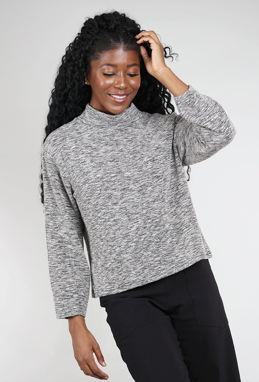 Cut Loose Crimped Mock Neck Top, Moonbeam