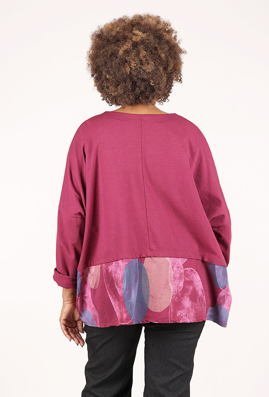 Transparente Clothing Patch Pullover Top, Bordeaux