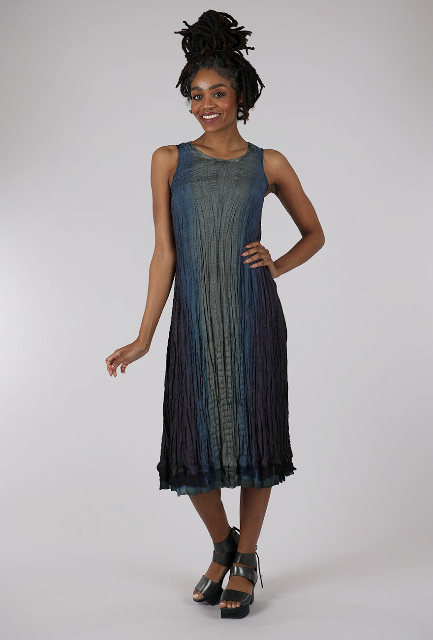 Viviana Uchitel Crinkled Hand-Dyed Silk Dress, Storm Gray