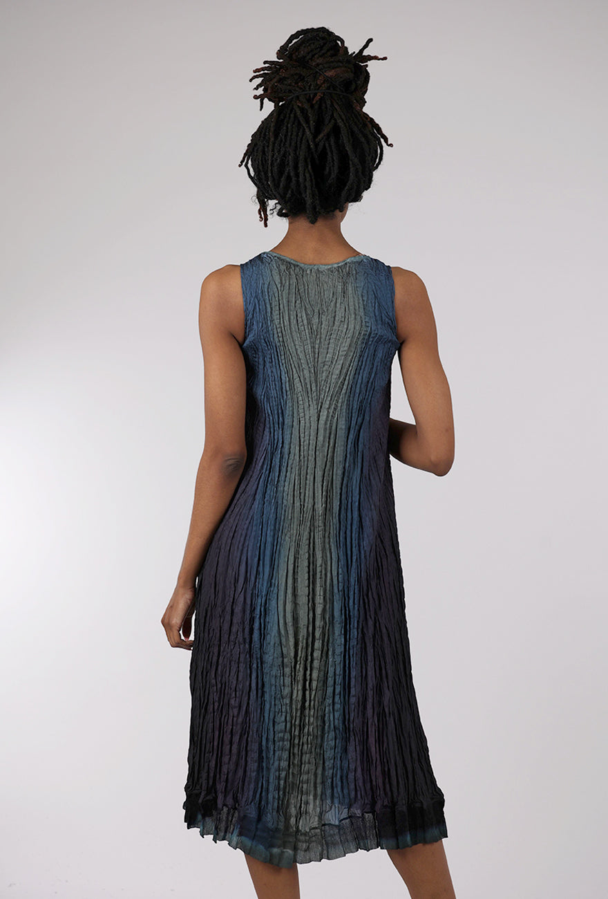 Viviana Uchitel Crinkled Hand-Dyed Silk Dress, Storm Gray