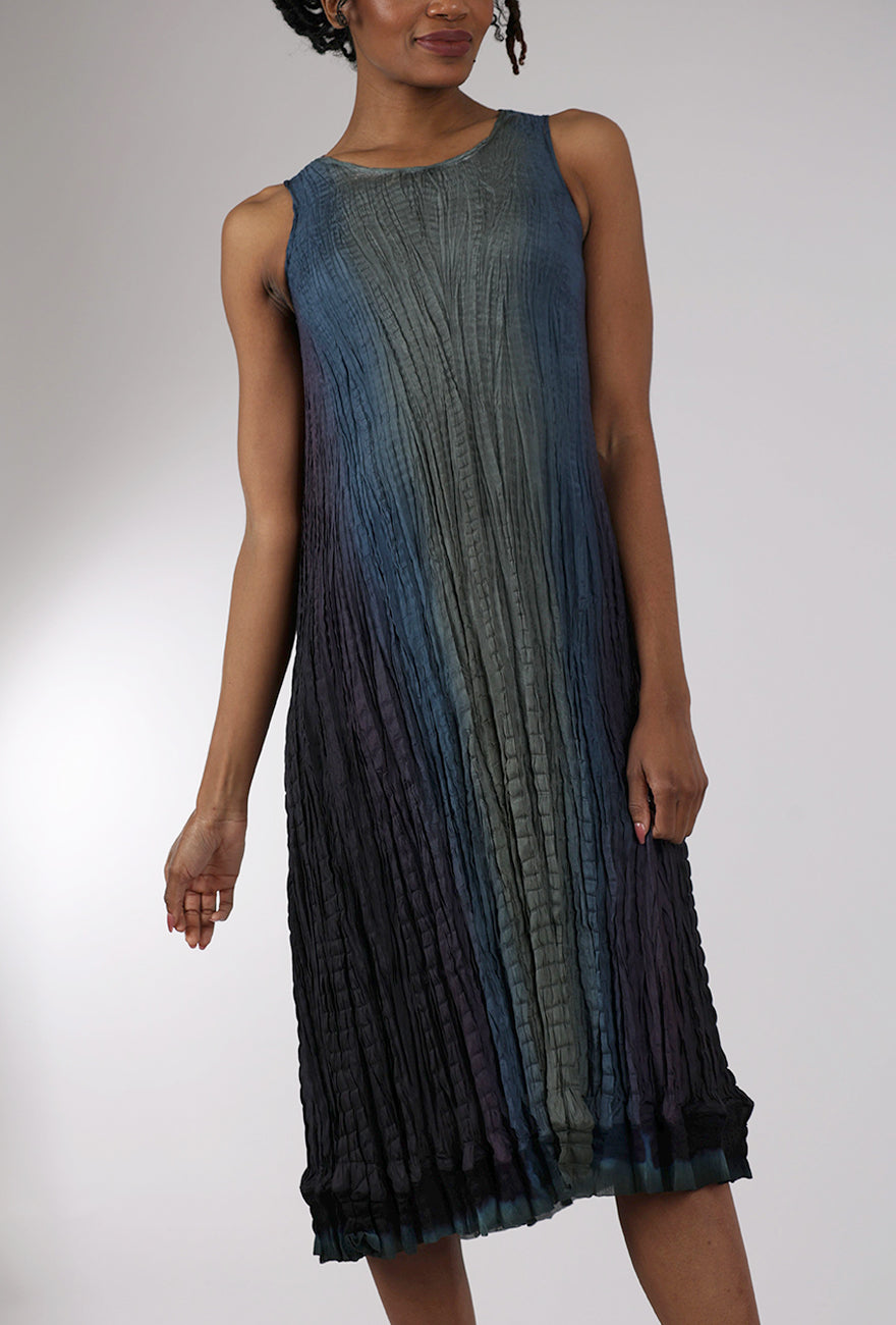 Viviana Uchitel Crinkled Hand-Dyed Silk Dress, Storm Gray