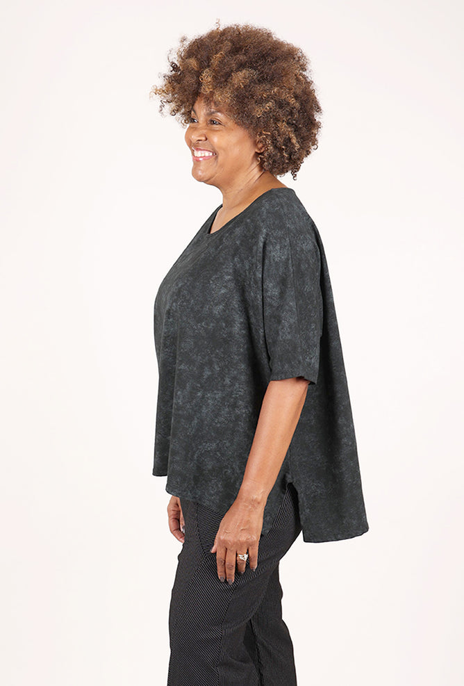 Transparente Clothing Static Snow Print Top, Black