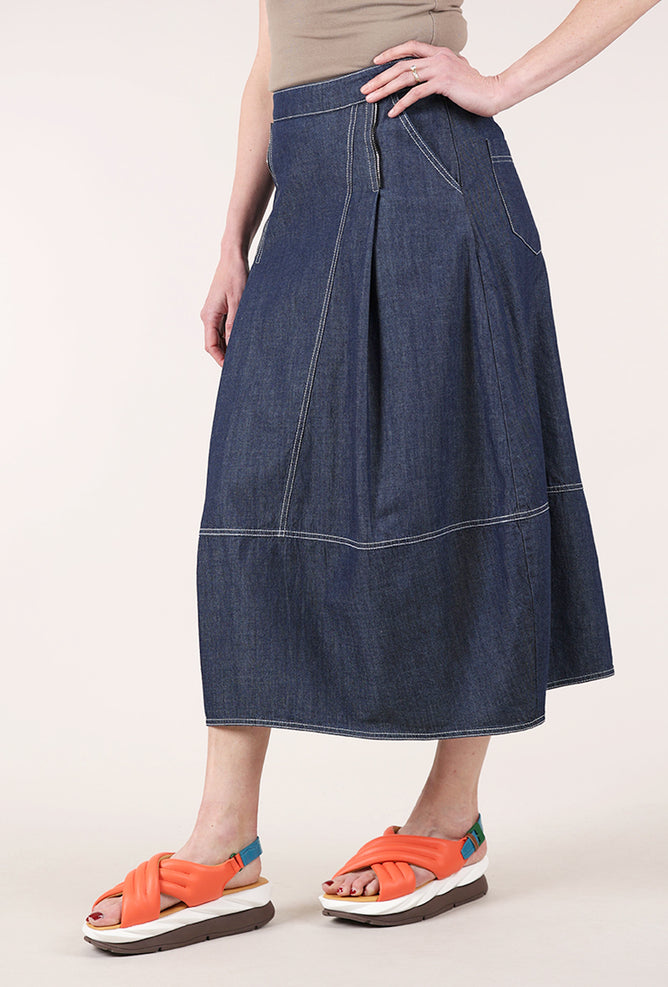 Denim Zip Skirt, Blue