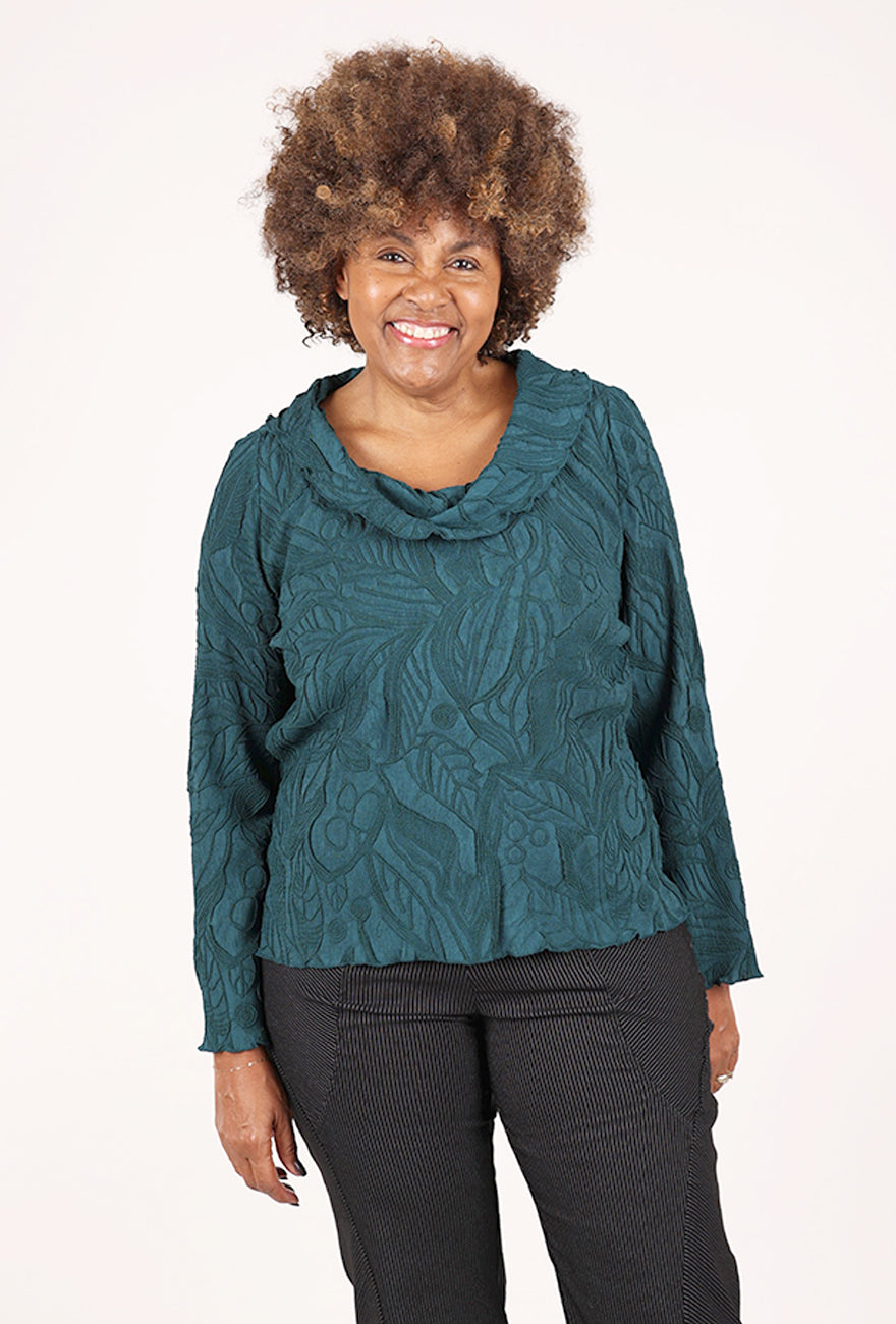 Olivia by Habitat Sculpted Floral Embossed Cowl, Marine