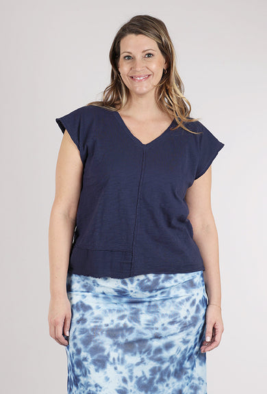 Mododoc Dolman Sleeve Mixed Media Tee, Navy