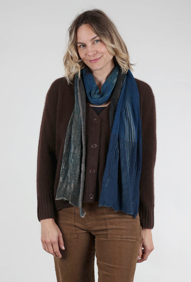 Neeru Kumar Ridge Crinkle Scarf, Teal/Gray