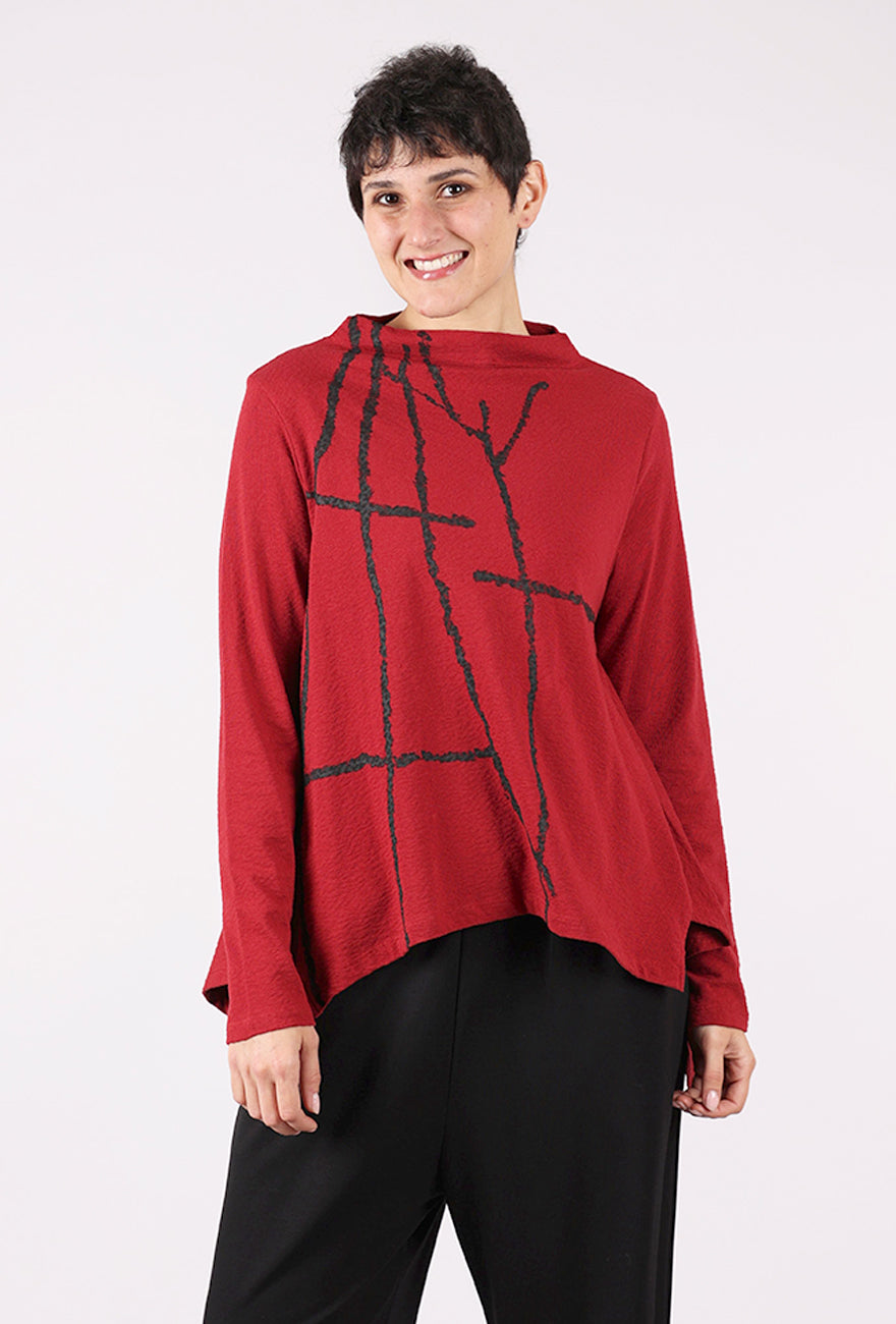 Moyuru Pebbled Swing Top, Red