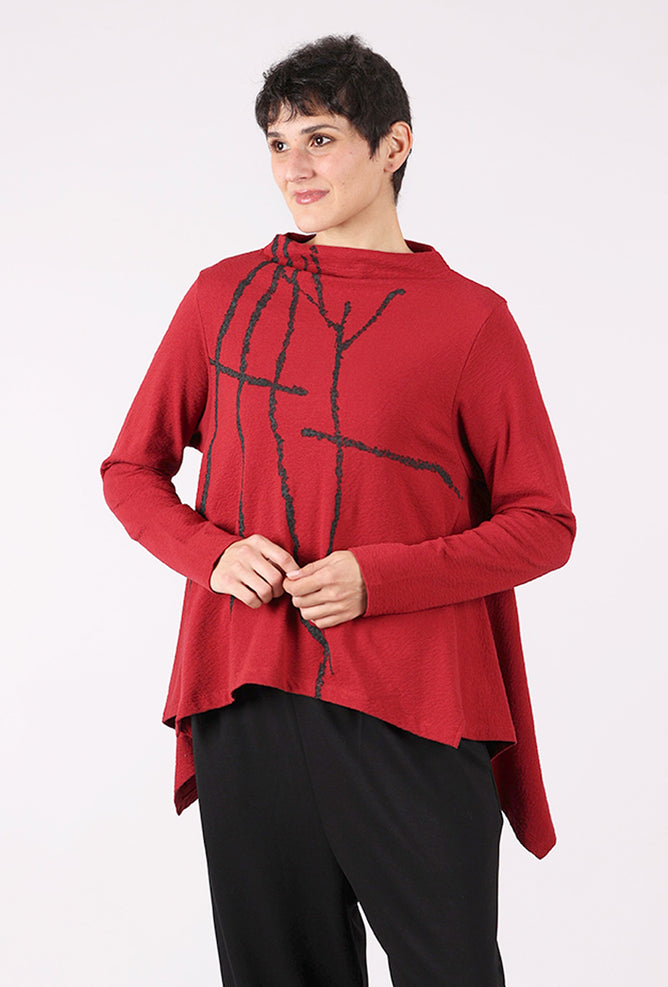 Moyuru Pebbled Swing Top, Red