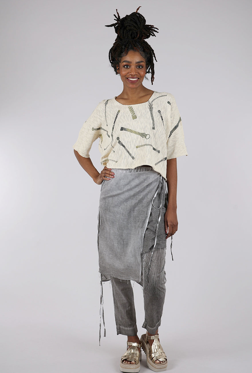 Paper Temples PT Ombre Zipper Sweater, Cream
