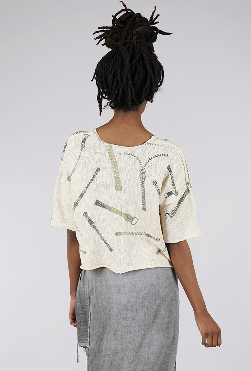 Paper Temples PT Ombre Zipper Sweater, Cream