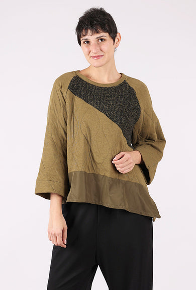 Alembika Quilted Bias Pullover, Khaki