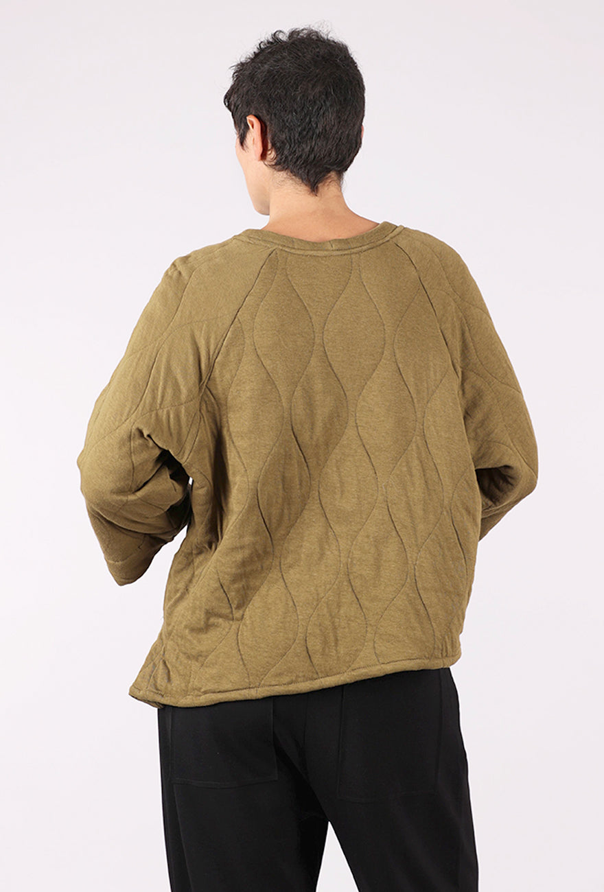 Alembika Quilted Bias Pullover, Khaki