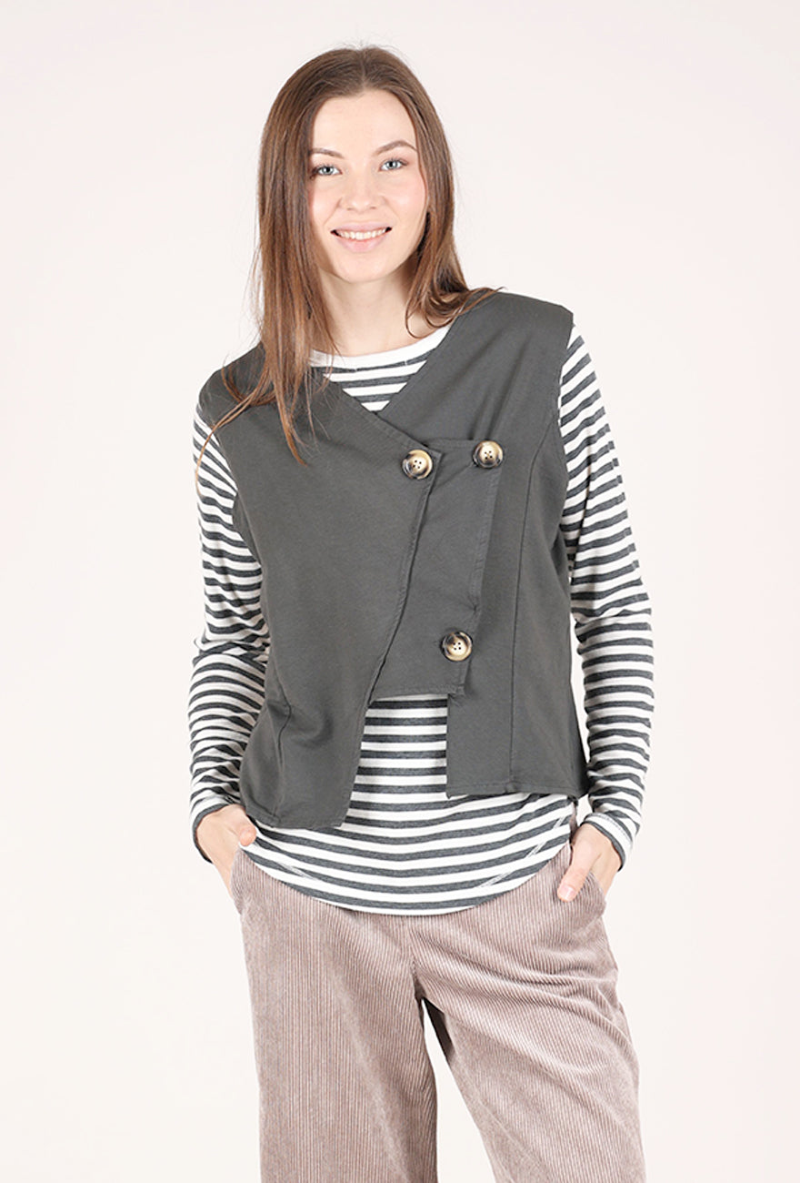 Saga Multi Button Vest, Gray