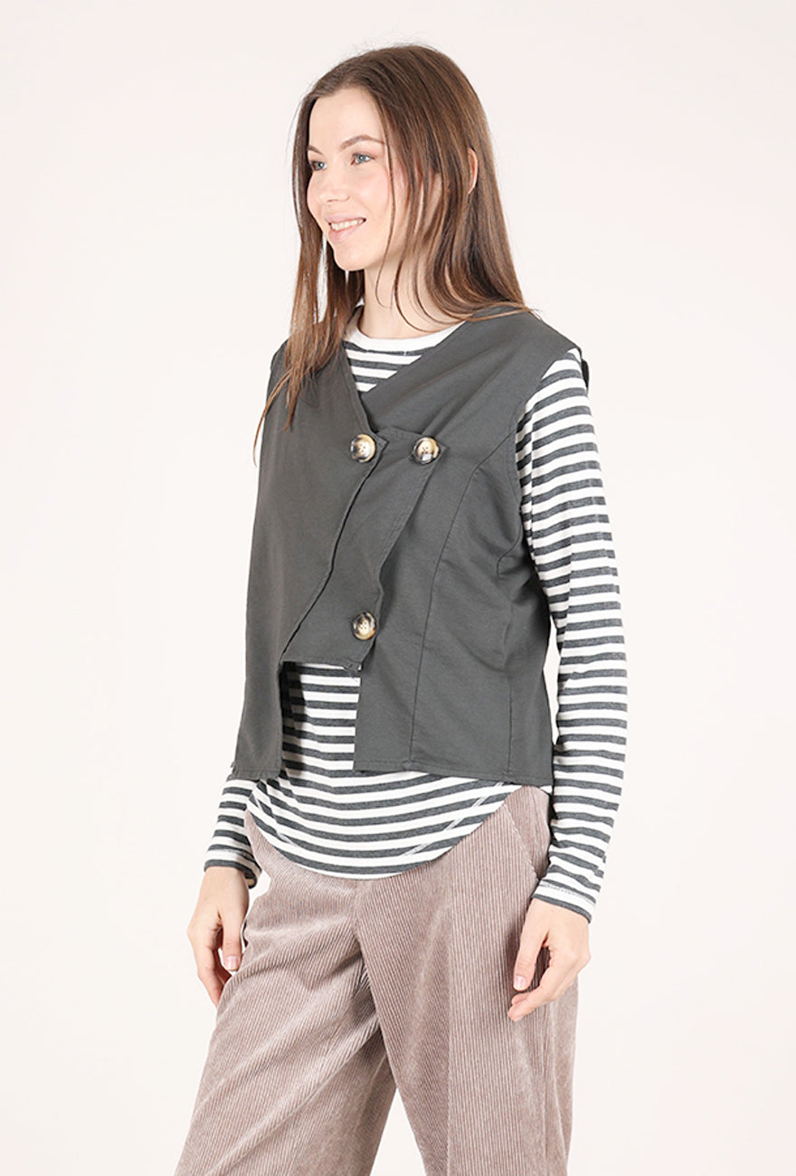 Saga Multi Button Vest, Gray