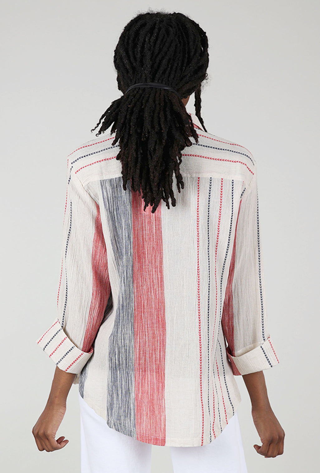 M Square Quinne Parallel Shirt, Ecru/Red