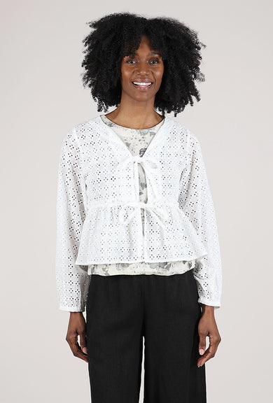 Grade & Gather Eyelet Tie Front Blouse, Off-White