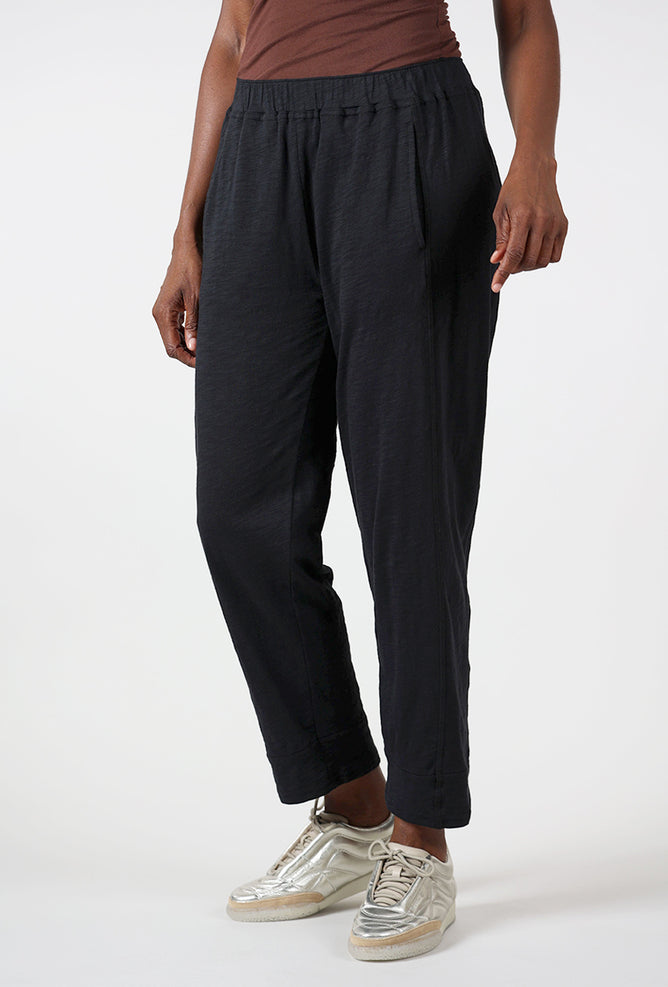Cotton Slub Seamed Pant, Black Angle 2