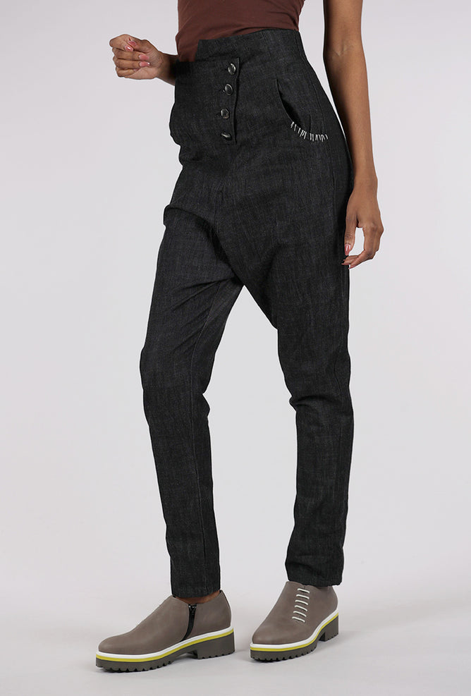 Studio B3 Hilly High Waist Denim Pants, Black