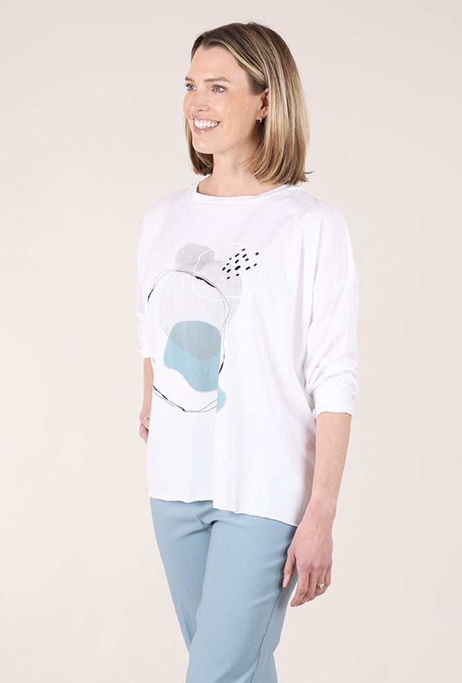 Planet Bubbles Boxy Tee, White