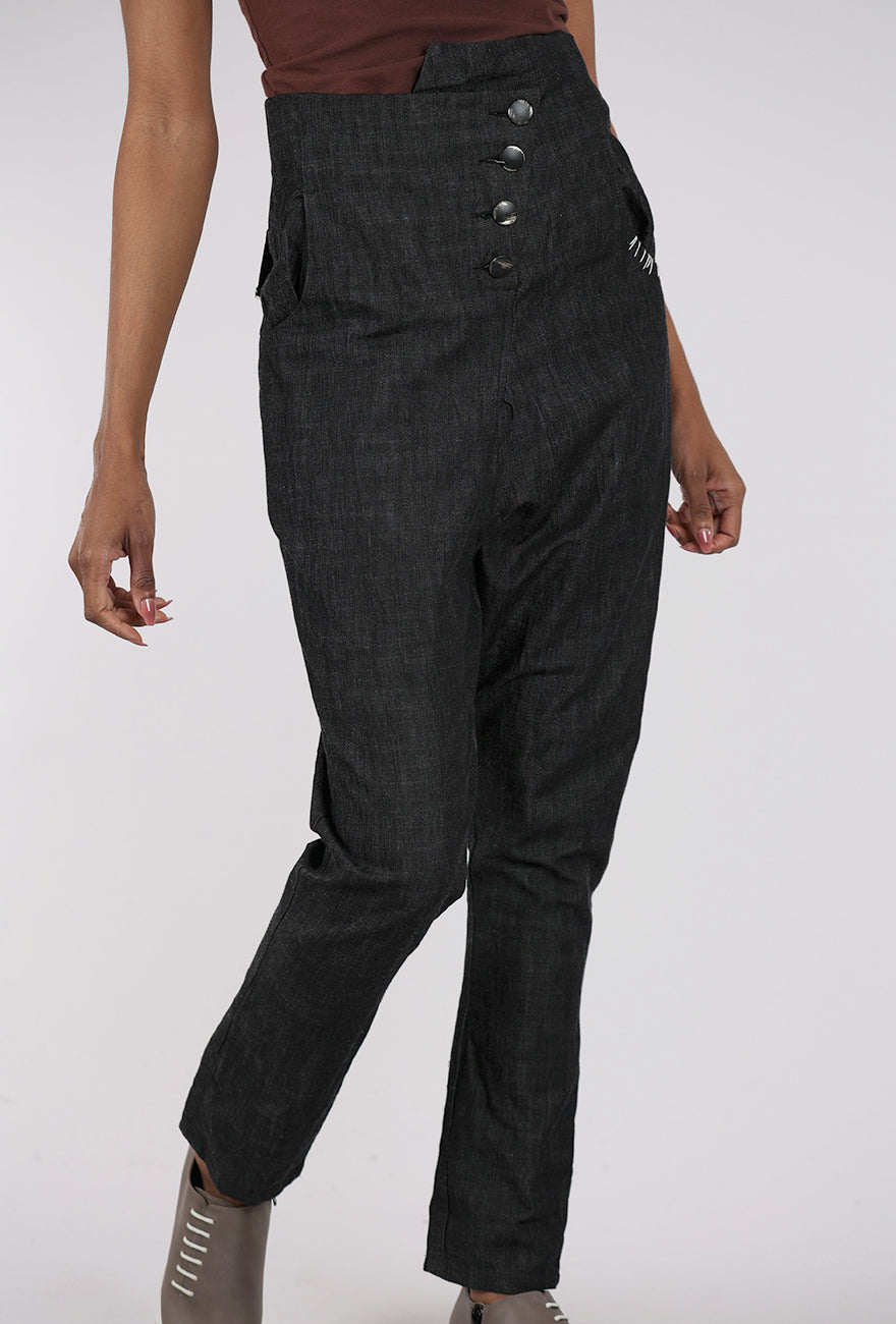 Studio B3 Hilly High Waist Denim Pants, Black