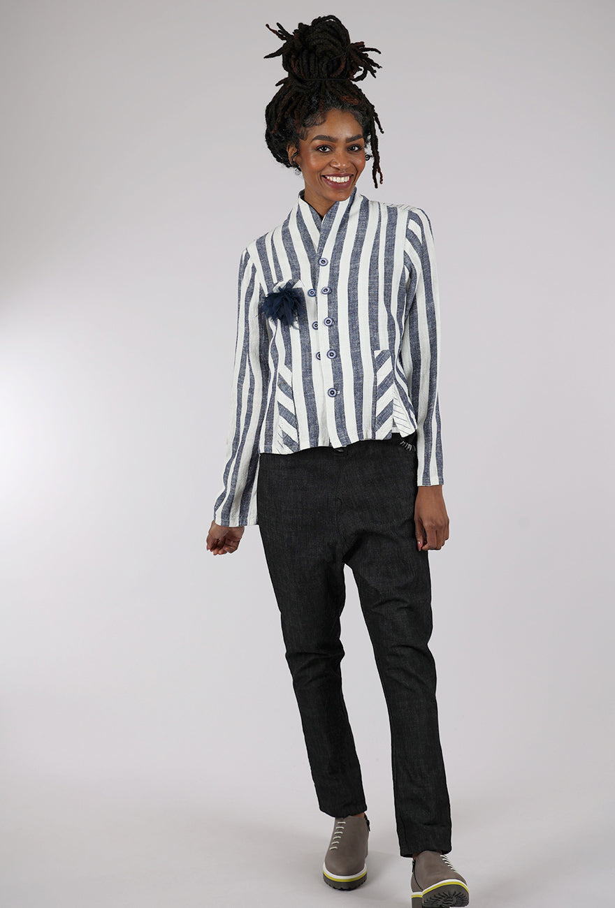 Umit Unal Stripe Linen Jacket, White/Blue