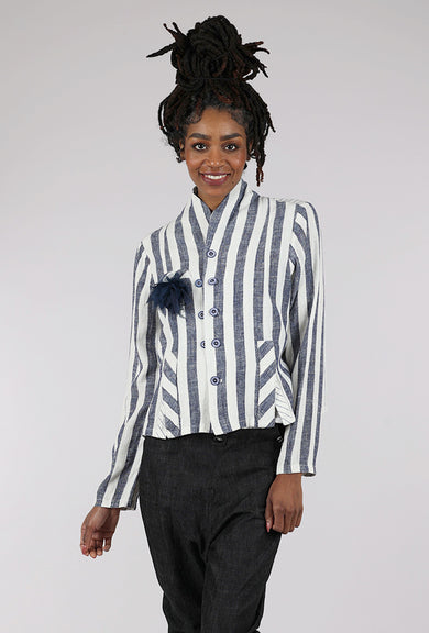 Umit Unal Stripe Linen Jacket, White/Blue