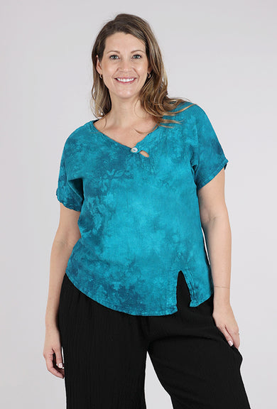 Oh My Gauze Mike Top, Washed Peacock